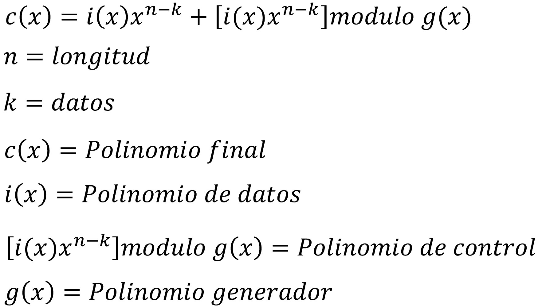 Reed Solomon formula