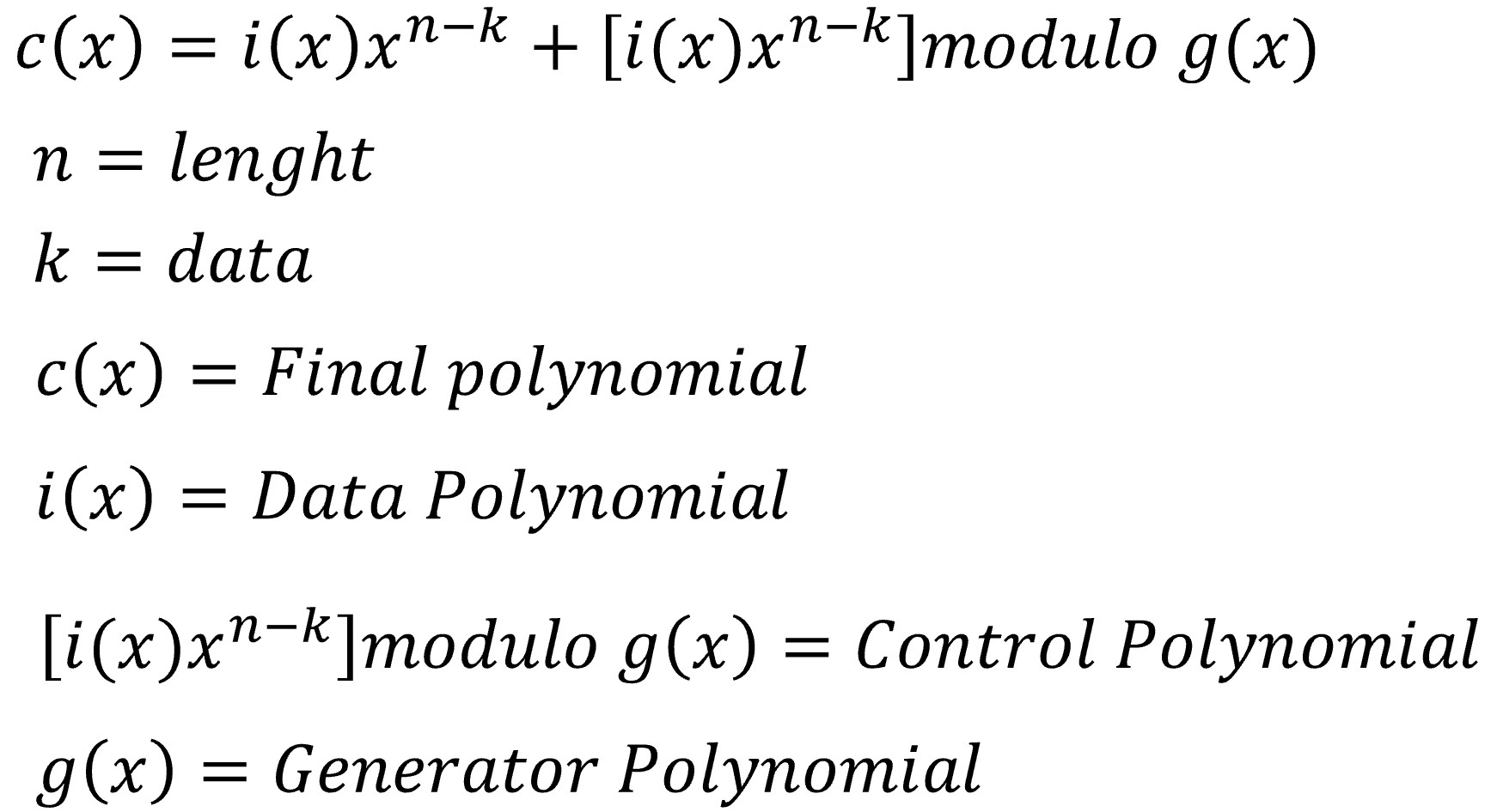 Reed Solomon formula